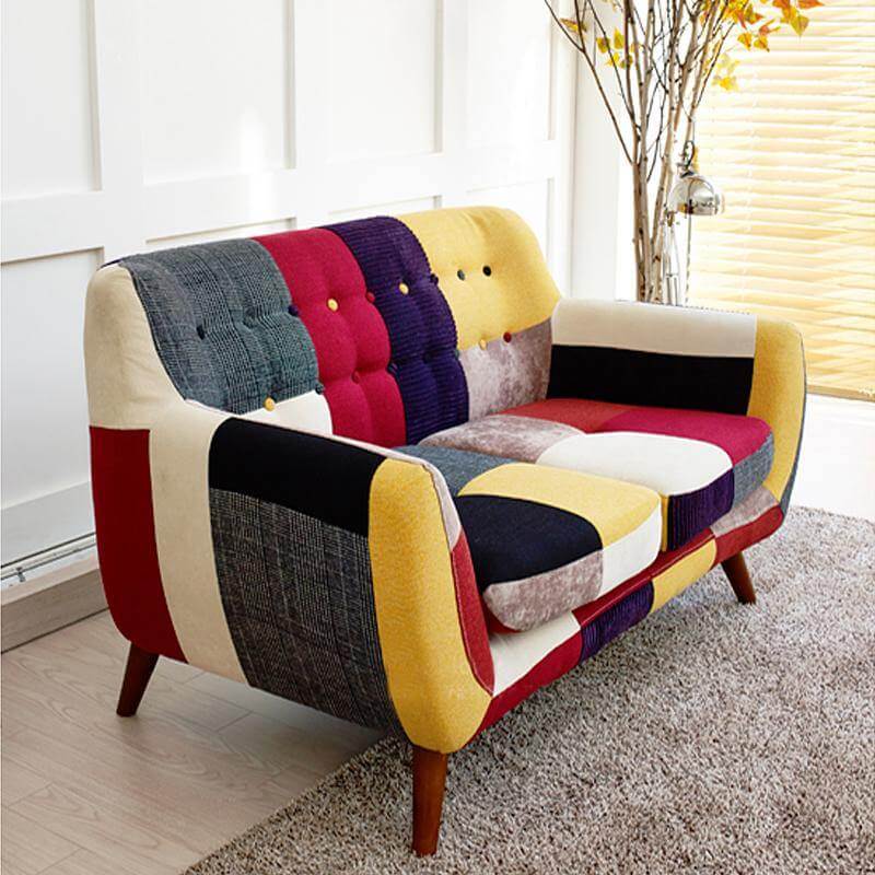 Contemporary Colorful Cute Modern Double Sofa Couch - Image 5