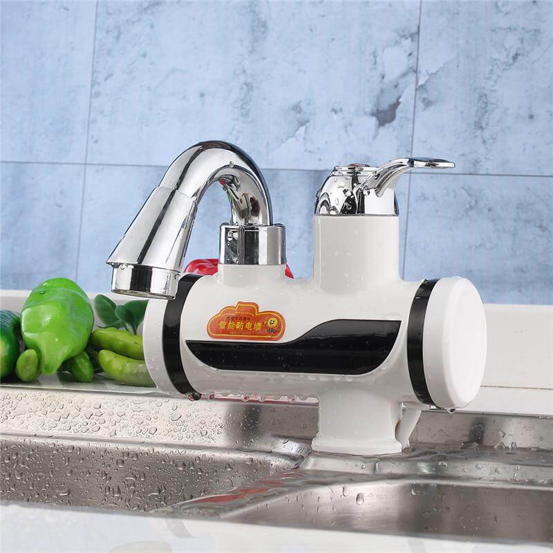 Mounted Plastics Deck White LED Digital Tankless Electric Instant Faucet - Image 1
