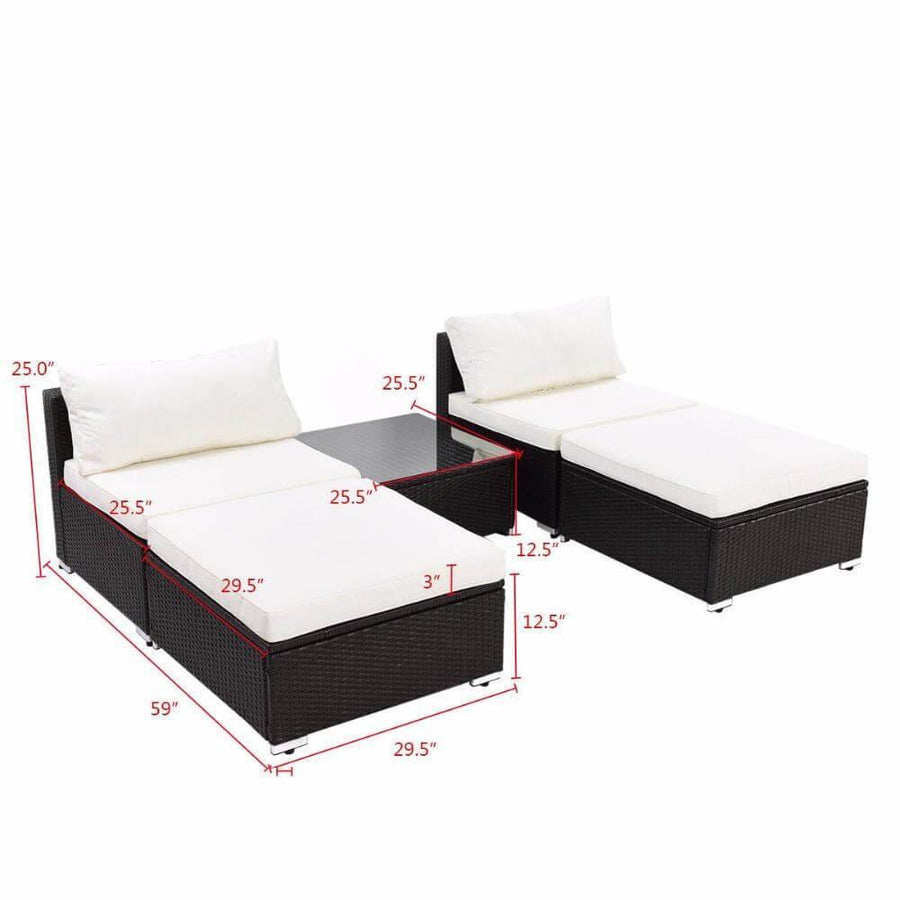 Modern 5 PC Patio Sectional Lounge Furniture - Image 2