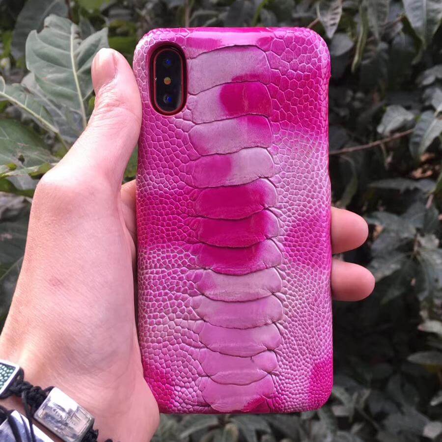 Luxury Real Genuine Natural Ostrich Legs Skin Leather Iphone X Case - Image 0