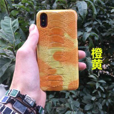 Luxury Real Genuine Natural Ostrich Legs Skin Leather Iphone X Case - Image 1