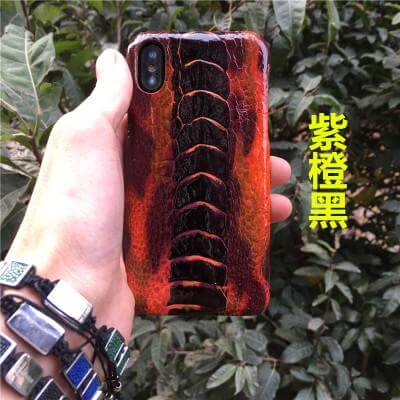 Luxury Real Genuine Natural Ostrich Legs Skin Leather Iphone X Case - Image 4