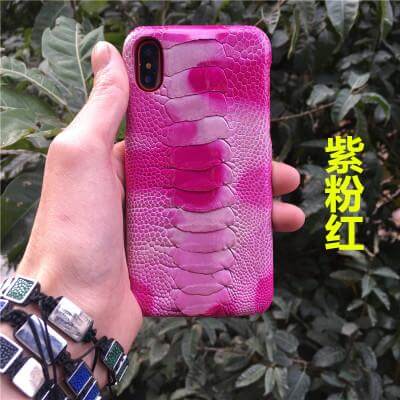Luxury Real Genuine Natural Ostrich Legs Skin Leather Iphone X Case - Image 3