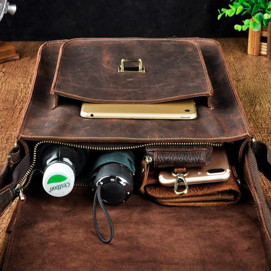 Vintage Stylish Leather Casual Messenger Bag - Image 4