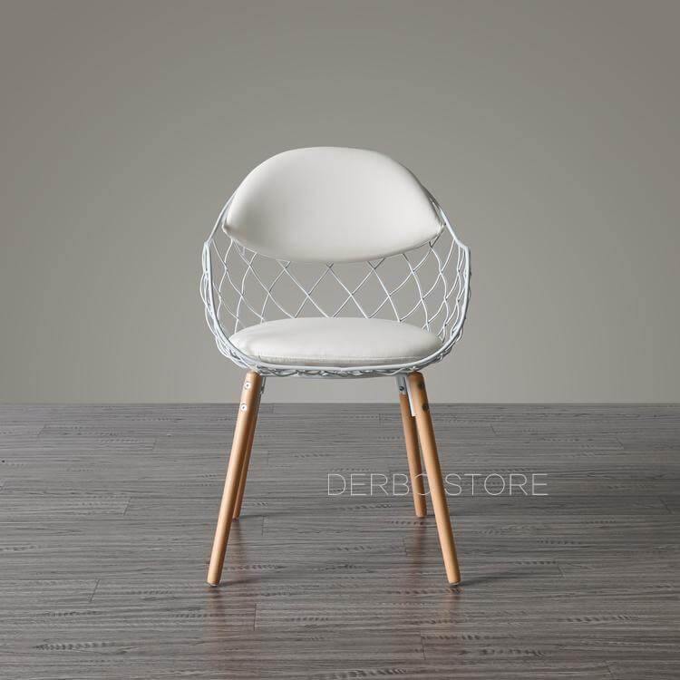 Modern Luxury Design Metal Steel Chair with Wooden legs - Image 2