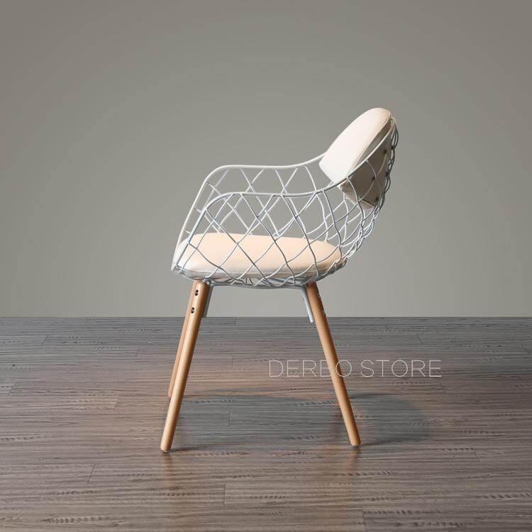 Modern Luxury Design Metal Steel Chair with Wooden legs - Image 4