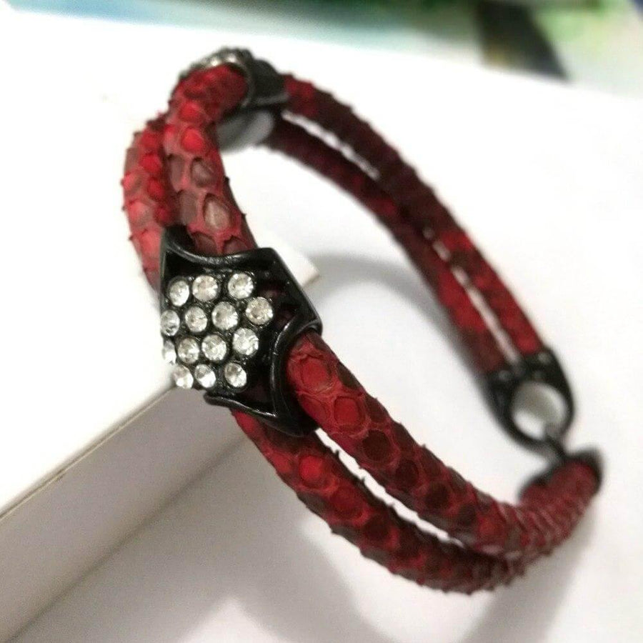 Luxury Python Snake Leather Bracelets with Gold Steel - Image 5