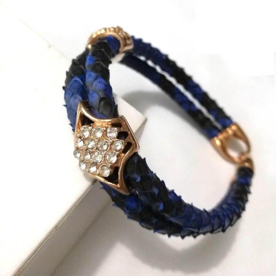 Luxury Python Snake Leather Bracelets with Gold Steel - Image 11