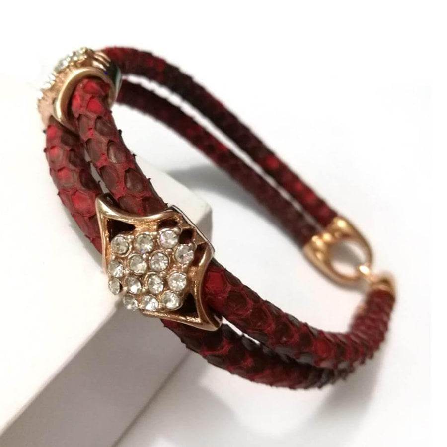 Luxury Python Snake Leather Bracelets with Gold Steel - Image 3