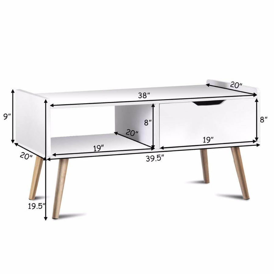 Modern White Solid Wood Coffee Table with Storage - Image 3