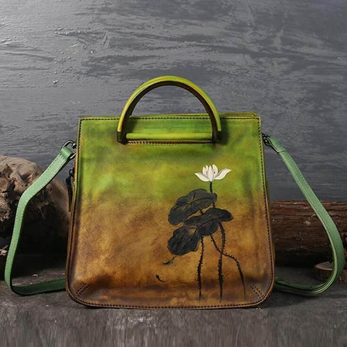 Pure Leather Flower Pattern Cute Women Bags - Image 0