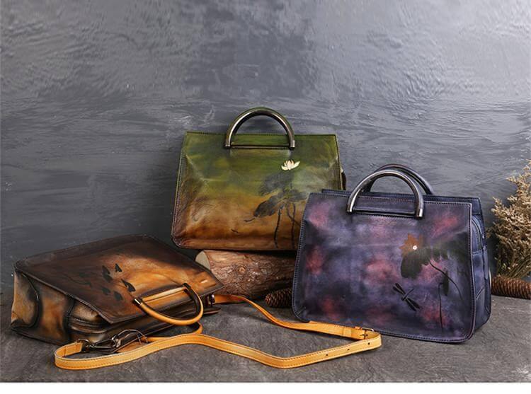 Pure Leather Flower Pattern Cute Women Bags - Image 6