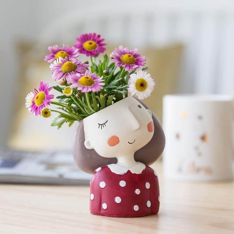 Cute Girl Flowerpot Home Decor Vase - Image 10