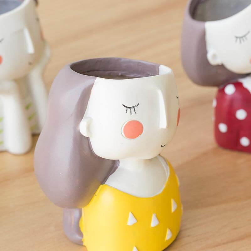 Cute Girl Flowerpot Home Decor Vase - Image 5
