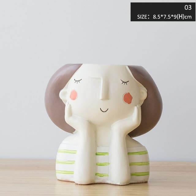 Cute Girl Flowerpot Home Decor Vase - Image 3