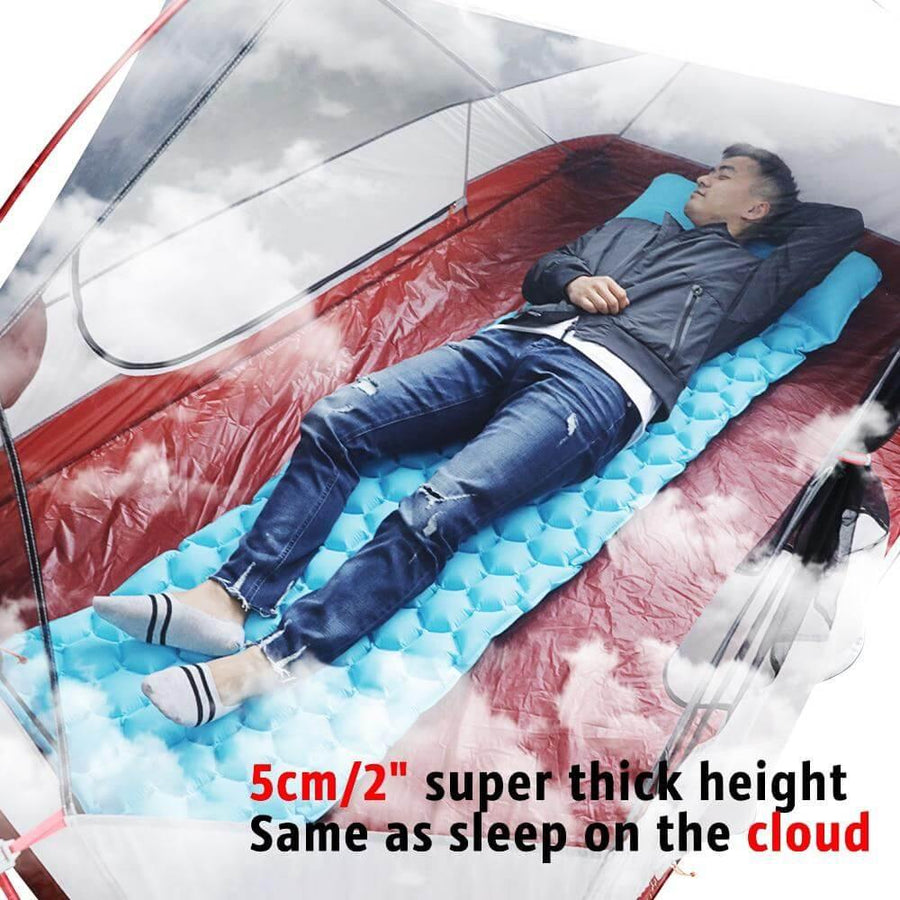 Inflatable Sleeping Camping Pad Mat With Pillow - Image 0