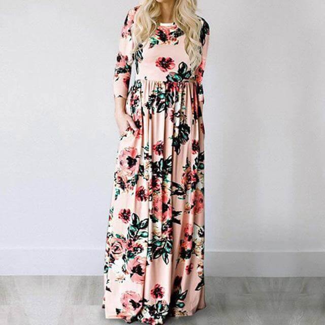 Women Bohemia Short Sleeve O Neck Floral Summer Dress - Image 11