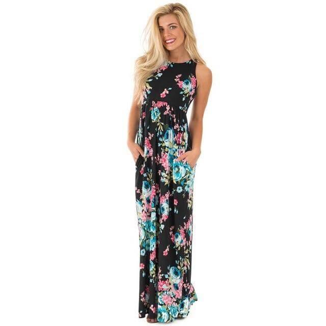 Women Bohemia Short Sleeve O Neck Floral Summer Dress - Image 19