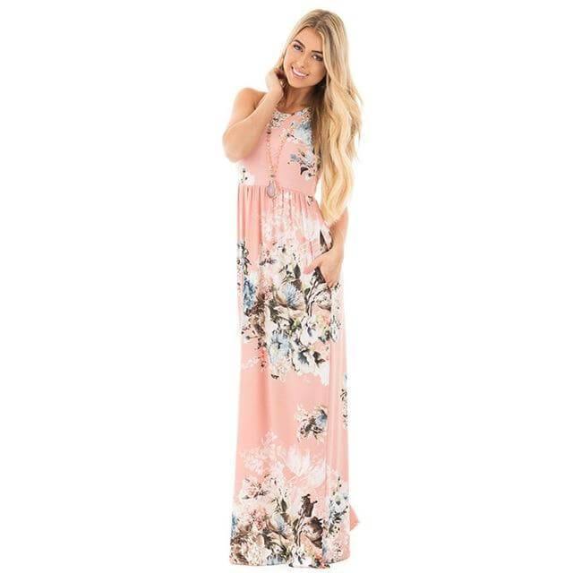 Women Bohemia Short Sleeve O Neck Floral Summer Dress - Image 14