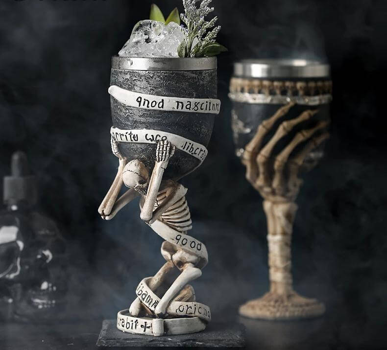 Stainless Steel Skull Gothic Goblet Cocktail Glass - Image 0