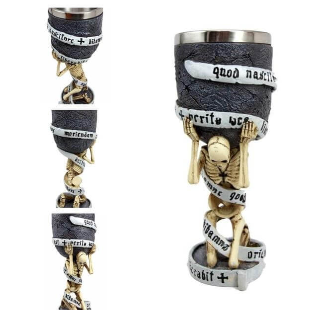 Stainless Steel Skull Gothic Goblet Cocktail Glass - Image 1