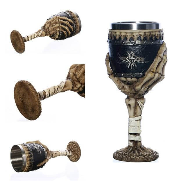 Stainless Steel Skull Gothic Goblet Cocktail Glass - Image 2