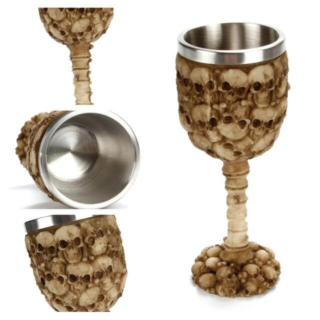 Stainless Steel Skull Gothic Goblet Cocktail Glass - Image 12