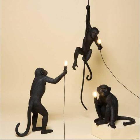 Modern Black Pendant Monkey Lamp - Image 11