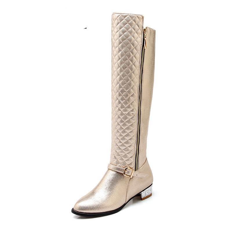 Square Heels Fur High Boots for Women - Image 0
