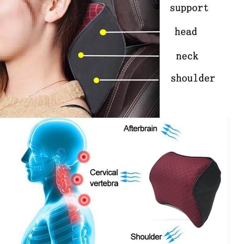 Car Cushion Memory Foam Leather Neck and Back Pillow - Image 8