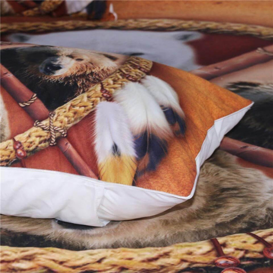 3PCS 3D Wild Animal Native American Dreamcatcher Comfortable Duvet Cover Bedding set - Image 1