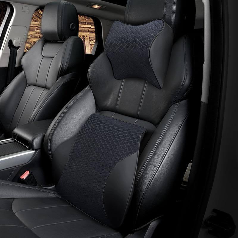 Car Cushion Memory Foam Leather Neck and Back Pillow - Image 0