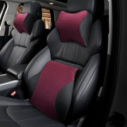 Car Cushion Memory Foam Leather Neck and Back Pillow - Image 1