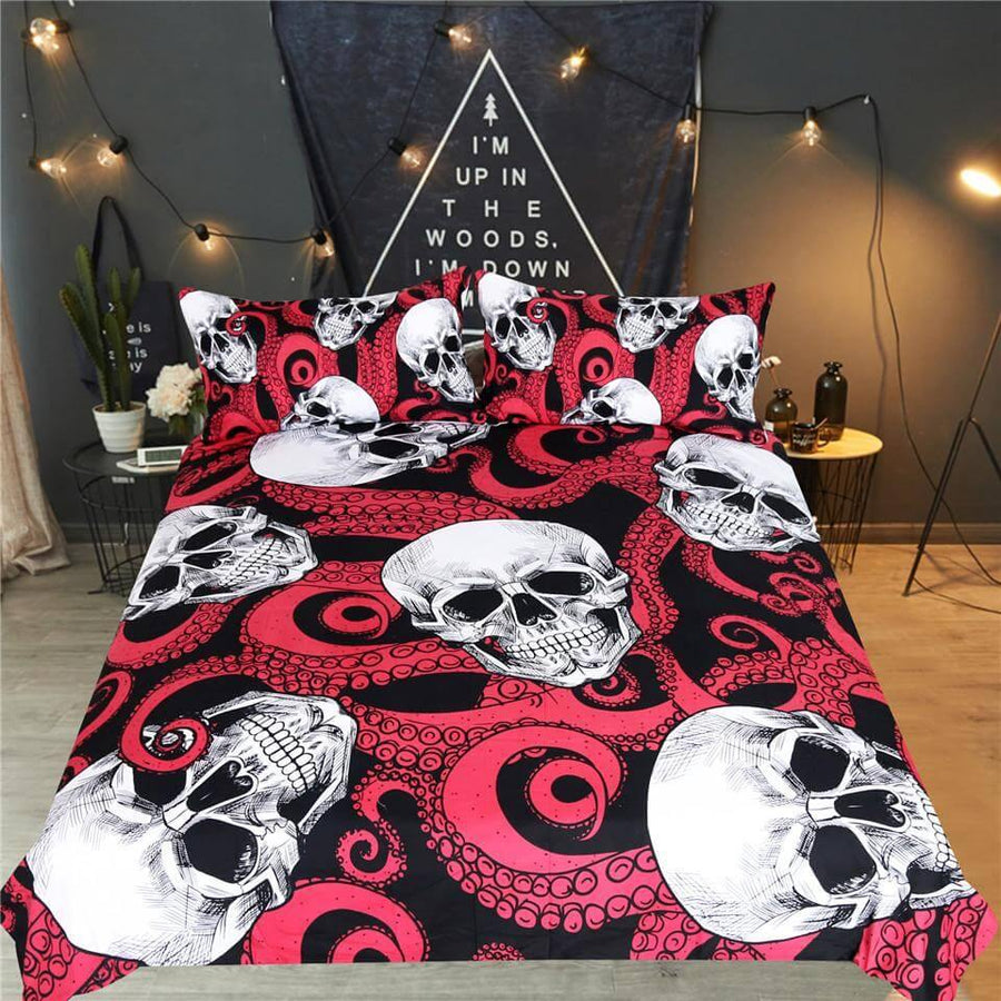 3pcs Skulls and Octopus Tentacles Hand Duvet Cover Bedding Set - Image 0