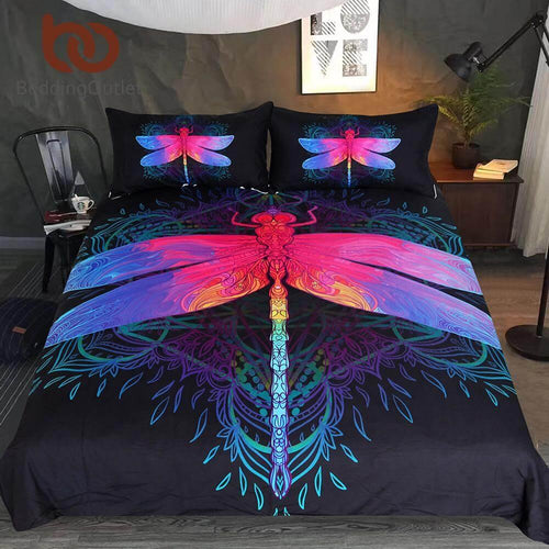 3pcs Fascinating Dragonfly Mandala Comfortable Duvet Cover Bedding set Mavigadget - Image 0