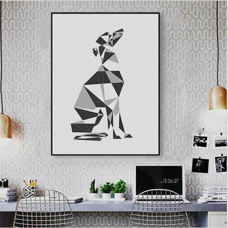 Nordic Style Canvas Cat Abstract Painting Poster Decor - Image 2