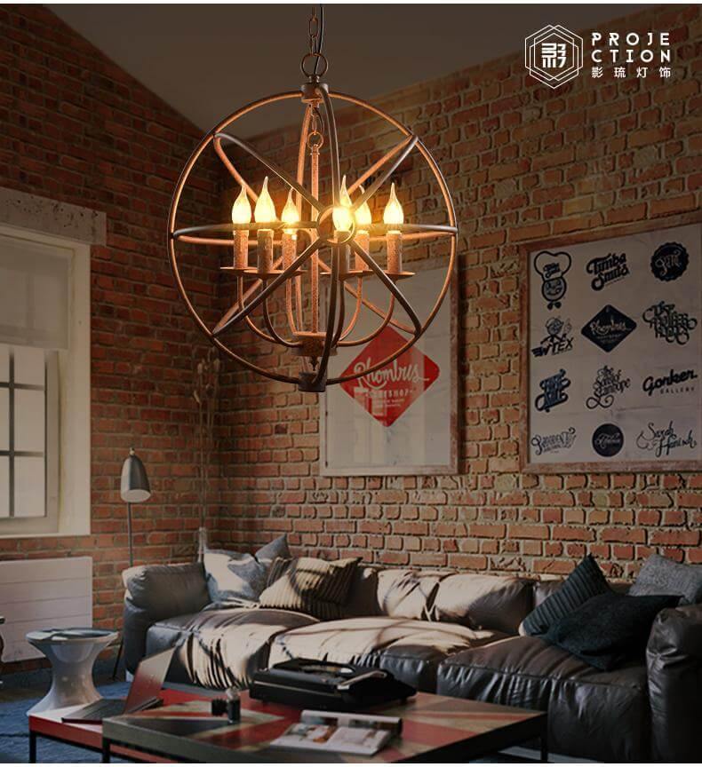 Loft Circular Globe Ball Iron Bird Cage Hanging Light Lamps - Image 2