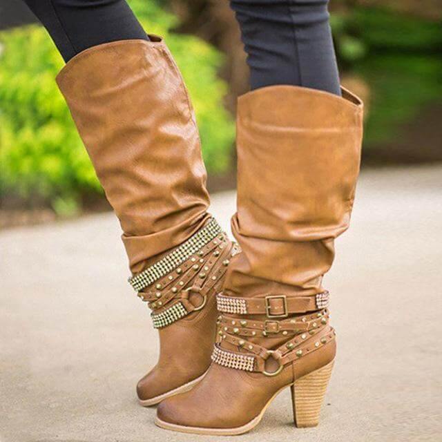 Designer Stylish Mid-calf Non-slip Female Boots - Image 2