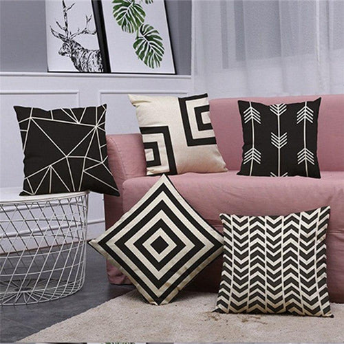 Geometrical Lovely Black and White Home Pillow Cases - Image 0