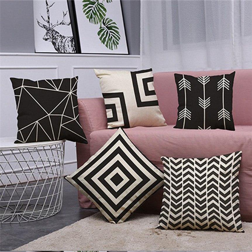 Geometrical Lovely Black and White Home Pillow Cases - Image 0