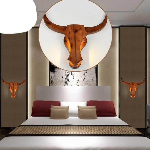 Iron Wooden Bull Led Light - Image 0