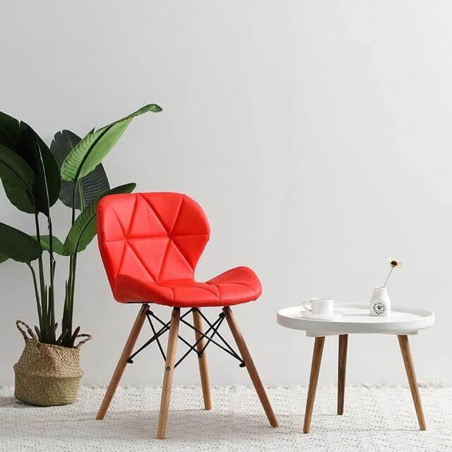 Modern Nordic Leather Wood Chair - Image 1