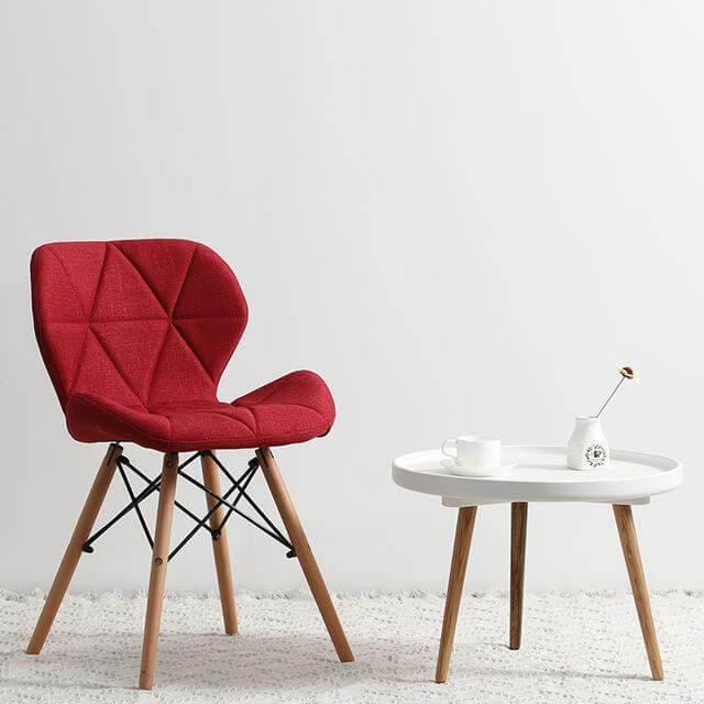 Modern Nordic Leather Wood Chair - Image 2