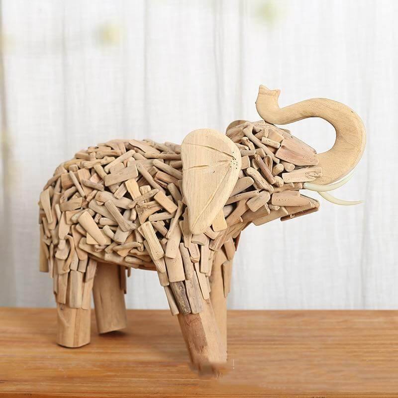 Creative Handmade Asian Style Wooden Elephant - Image 3