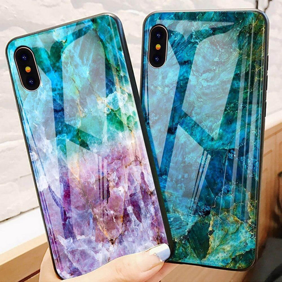 Luxury Marble Glass Agate Soft Edge Iphone Cases - Image 0