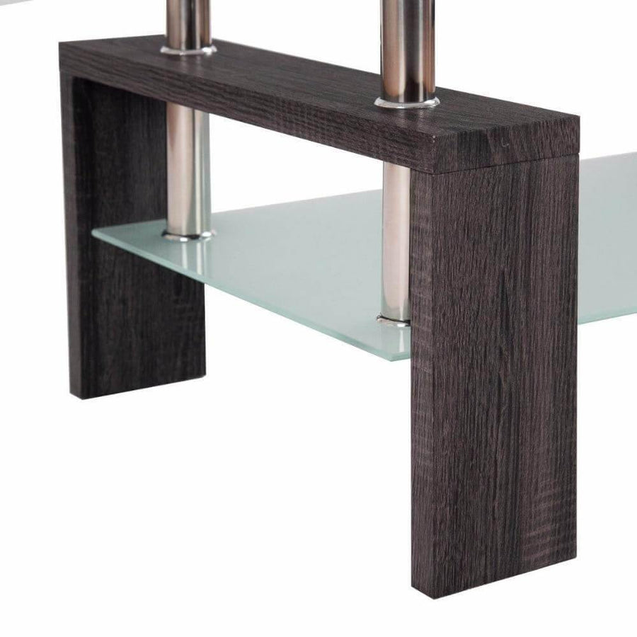 Rectangular Tempered Glass Coffee Table with Storage - Image 4