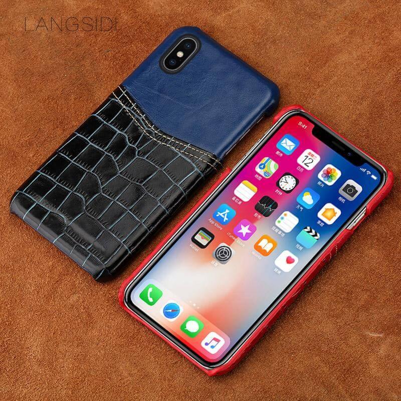Handmade Crocodile Pattern Wax Leather Luxury IPhone Cases - Image 6