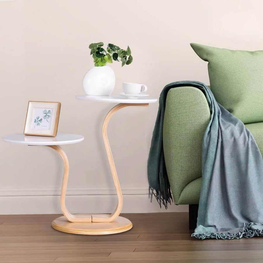 Modern Luxury Bentwood End Accent Table w/Curved Leg - Image 0