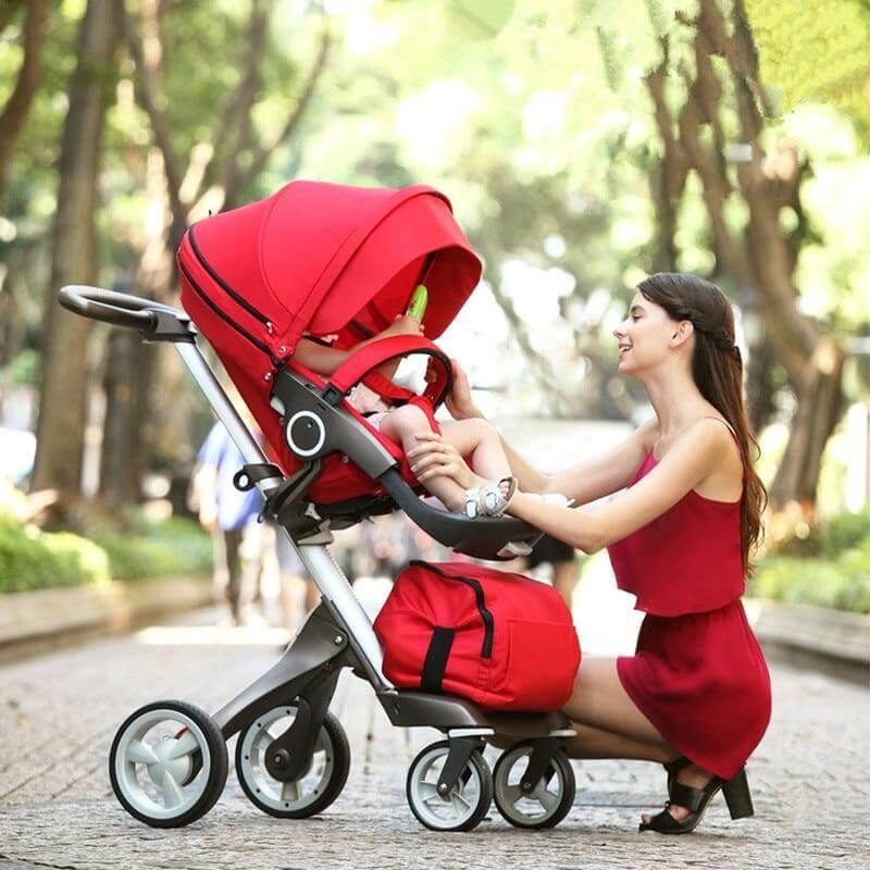 Luxury High End and High Landscape Red Baby Stroller - Image 7