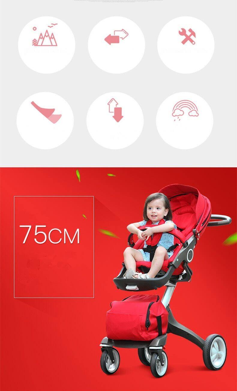 Luxury High End and High Landscape Red Baby Stroller - Image 6
